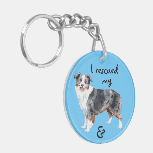Reddingsminiatuur American Shepherd Sleutelhanger (Voorkant Links)