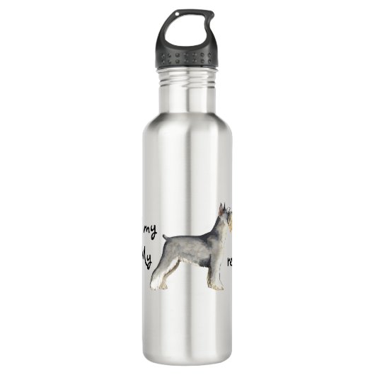 Reddingsminiatuur Schnauzer Aluminium Water Fles (Voorkant)