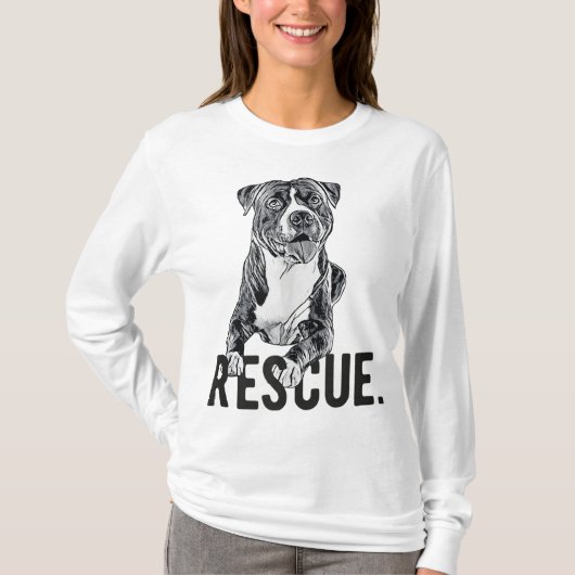 ReddingsPitbull Drawing Dog Mam adopt koopt geen M T-shirt (Voorkant)