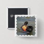 Reddingsprogramma voor Newfie-water Vierkante Button 5,1 Cm (Voorkant /achterkant)