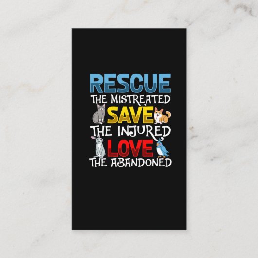 Reddingssteun voor dieren Cute Cat Rabbit Dog Bird Visitekaartje (Voorkant)