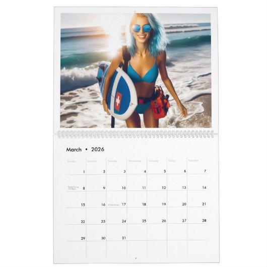 Reddingsteam op het strand kalender (Mar 2026)