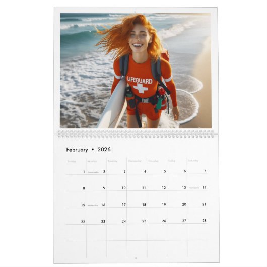 Reddingsteam op het strand kalender (Feb 2026)