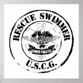 Reddingszwemmer (Grunge) Poster (Voorkant)