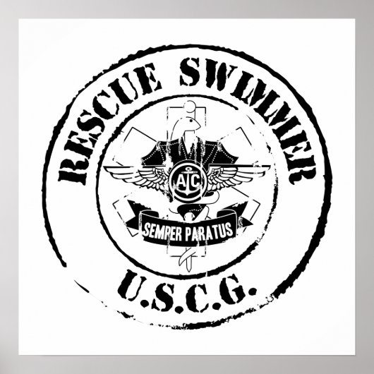 Reddingszwemmer (Grunge) Poster (Voorkant)