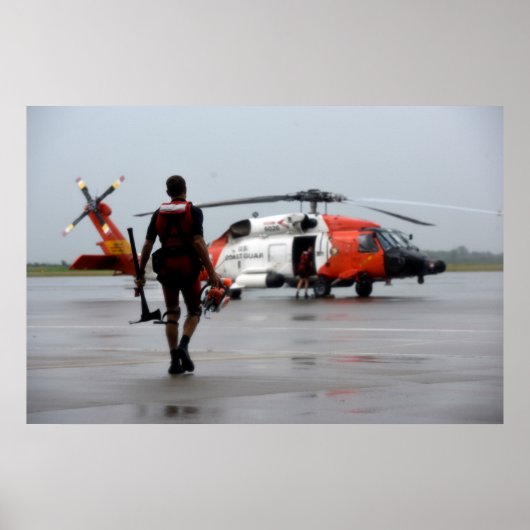 Reddingszwemmer van de kustwacht & MH-60 Jayhawk Poster (Voorkant)