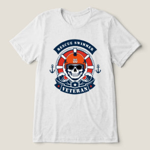 Reddingszwemmer Veteraan Maritiem Schedel Tri-Blend Shirt