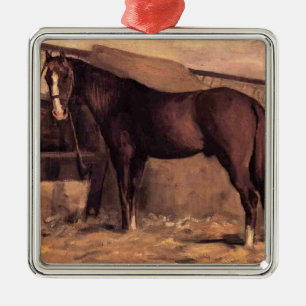 Reddish Bay Paard in de Stallen Metalen Ornament