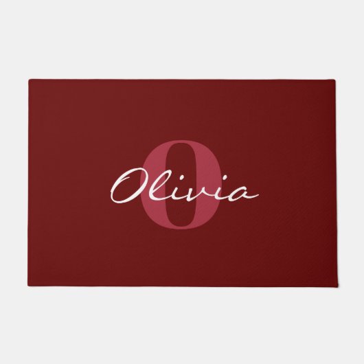 Reddish Brown, gepersonaliseerde naam Monogram Doo Deurmat (Voorkant)
