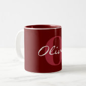 Reddish Brown Personalized Calligraphy Name Tweekleurige Koffiemok (Voorkant links)
