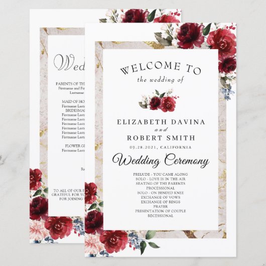 Reddish Floral Elegant Rustic White Wedding (Voorkant / Achterkant)