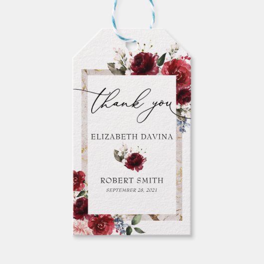 Reddish Floral Elegant Rustic White Wedding Cadeaulabel (Voorkant)