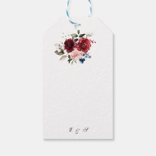 Reddish Floral Elegant Rustic White Wedding Cadeaulabel (Achterkant)