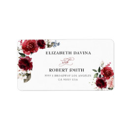 Reddish Floral Elegant Rustic White Wedding Etiket