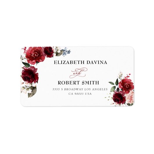 Reddish Floral Elegant Rustic White Wedding Etiket (Voorkant)