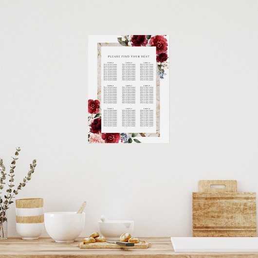 Reddish Floral Elegant Rustic White Wedding Poster (Keuken)