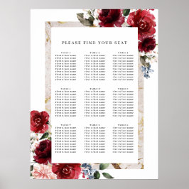 Reddish Floral Elegant Rustic White Wedding Poster