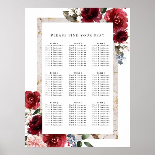 Reddish Floral Elegant Rustic White Wedding Poster (Voorkant)