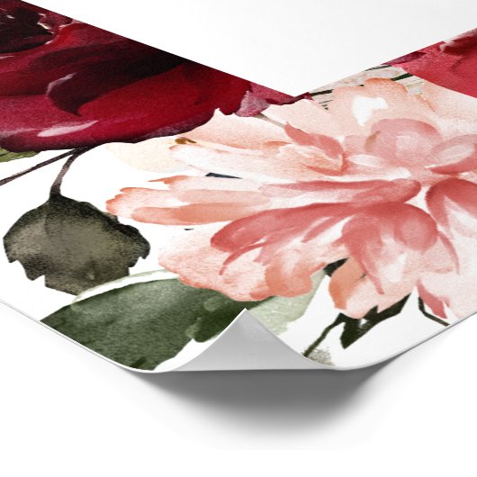 Reddish Floral Elegant Rustic White Wedding Poster (Hoek)