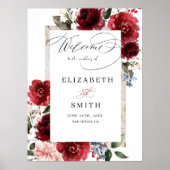Reddish Floral Elegant Rustic White Wedding Poster (Voorkant)