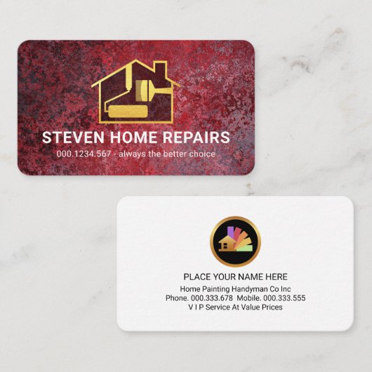 Reddish Grunge Paint Painter Service Visitekaartje (Voorkant / Achterkant)