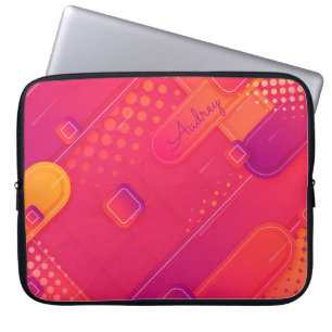 Reddish Halftone Patronen met de Naam van de Douan Laptop Sleeve