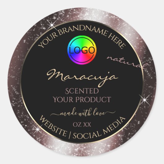 Reddish Metal Glitter Lijst Productlabel en Logo Ronde Sticker (Voorkant)