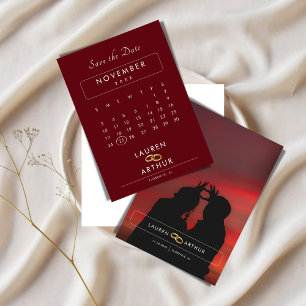 Reddish Modern Chique Minimale Foto Bruiloft Save The Date