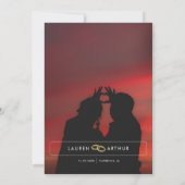 Reddish Modern Chique Minimale Foto Bruiloft Save The Date (Achterkant)