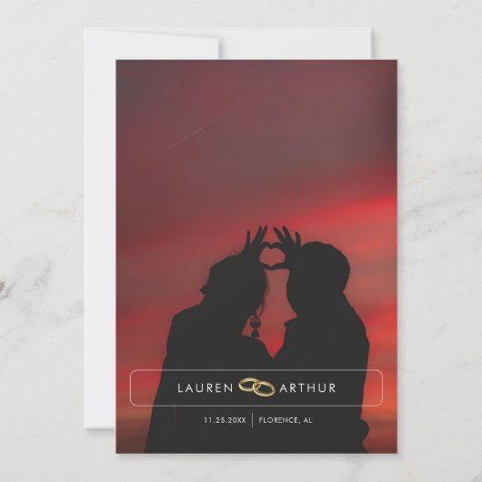 Reddish Modern Chique Minimale Foto Bruiloft Save The Date (Achterkant)