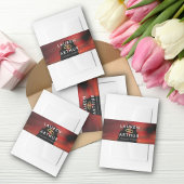 Reddish Modern Chique Ultra Minimale Foto Bruiloft Uitnodigingen Wikkel