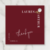 Reddish modern ultra chique minimale foto bruiloft bedankjes labels (Achterkant)