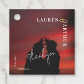 Reddish modern ultra chique minimale foto bruiloft bedankjes labels (Voorkant)