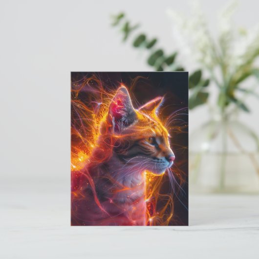 Reddish Neon Wildcat Cosmic Light Briefkaart (Staand voorkant)