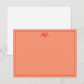 Reddish Oranje en White Minimal Note Kaart (Voorkant / Achterkant)