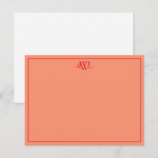 Reddish Oranje en White Minimal Note Kaart (Voorkant / Achterkant)