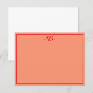Reddish Oranje en White Minimal Note Kaart