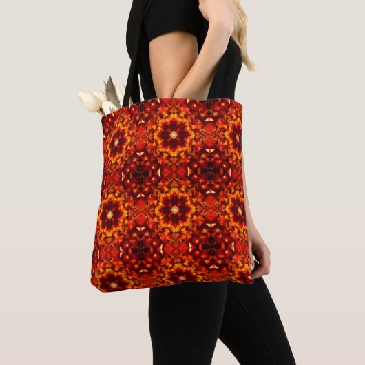 Reddish Oranje Kaleidoscoop Print Canvas tas (Dichtbij)