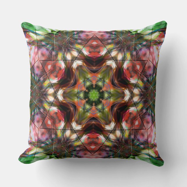 Reddish-zalmster kaleidoscoop in acrylstijl kussen (Voorkant)