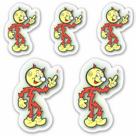 Reddy Kilowatt 5 omhoog Sticker (Voorkant)