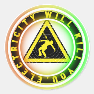 reddy kilowatt elektriciteit zal je doden ronde sticker