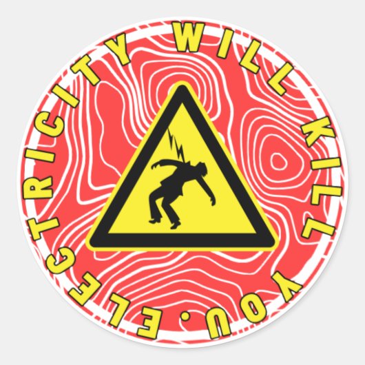 reddy kilowatt elektriciteit zal je doden ronde sticker (Voorkant)