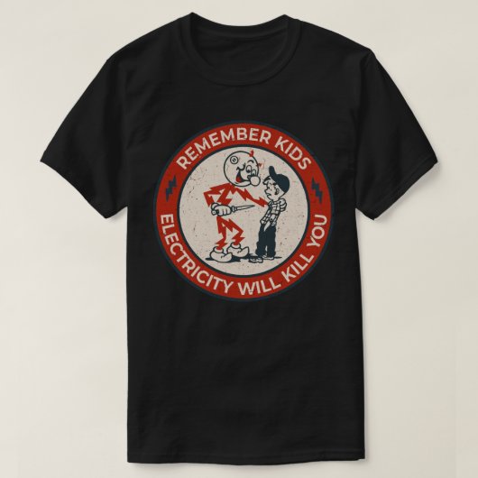 Reddy Kilowatt, onthoud dat kinder elektriciteit z T-shirt (Design voorkant)