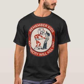 Reddy Kilowatt, onthoud dat kinder elektriciteit z T-shirt