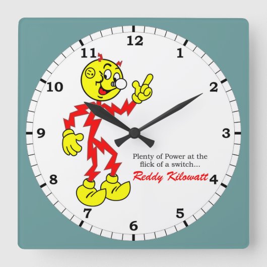 Reddy Kilowatt Pointing, Vlik van een Schakelaar Vierkante Klok (Voorkant)