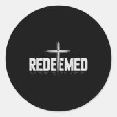 Redeemed With Cross Christian Men Ronde Sticker (Voorkant)