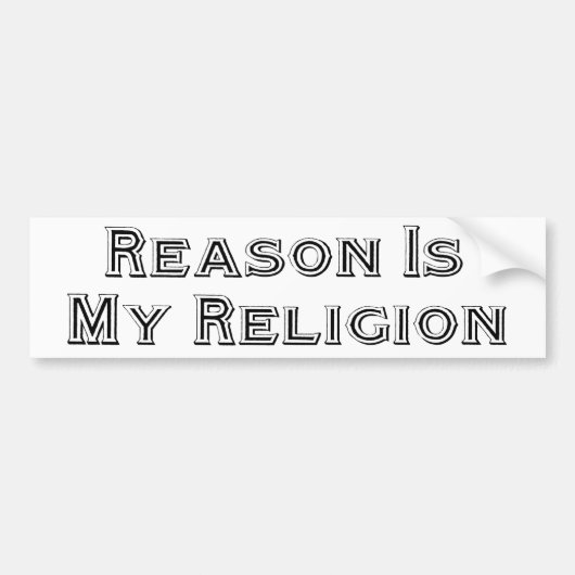 Reden is mijn religie bumpersticker (Voorkant)