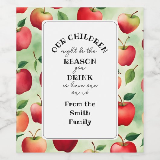 Reden waarom je leraar waardering appels drink wijn etiket (Enkel label)