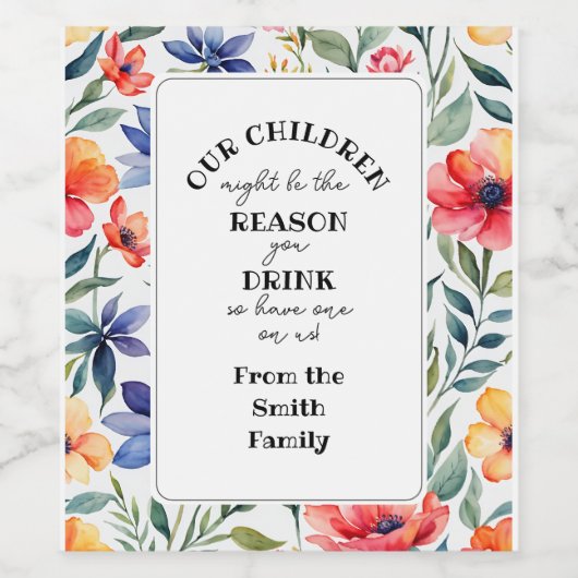 Reden waarom je leraar waardering bloemenwaarderin wijn etiket (Enkel label)