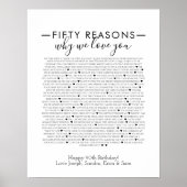 reden waarom wij van u poster Black font 50 houden (Voorkant)
